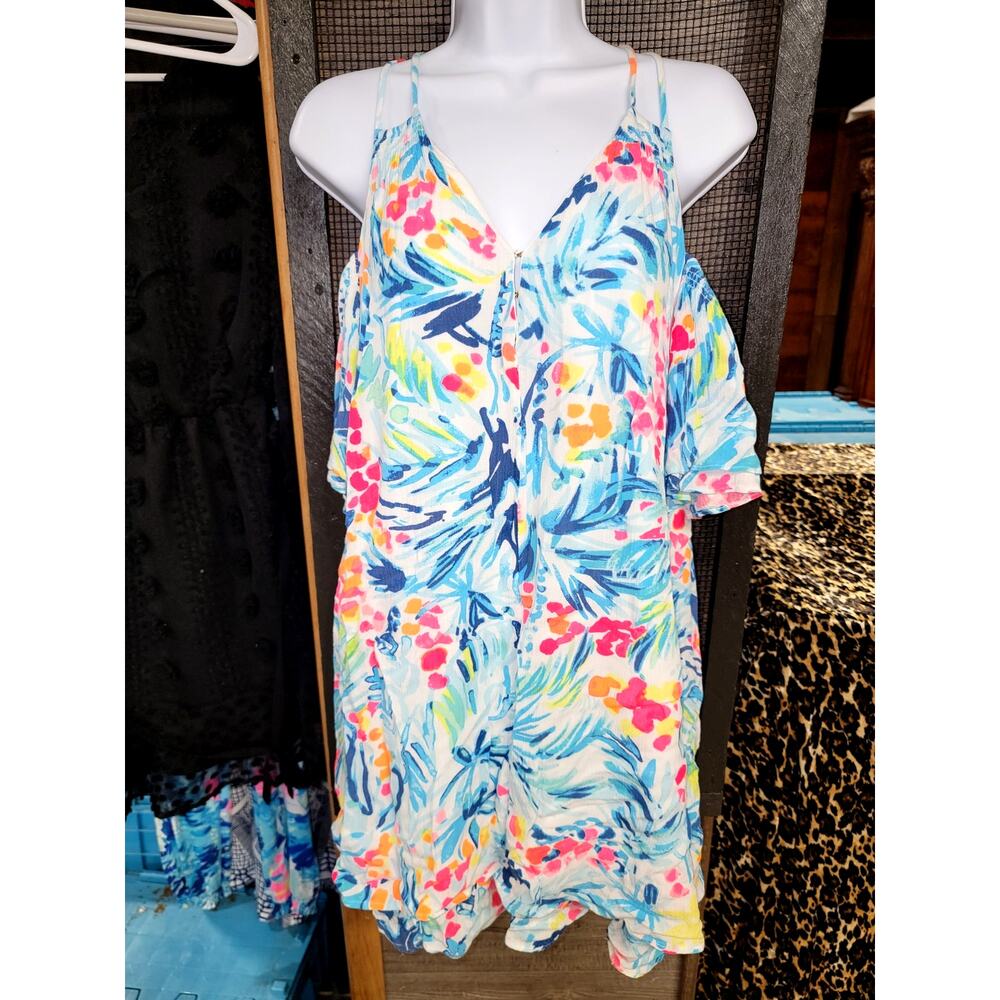Lilly Pulitzer XXS Cold Shoulder Dress Bellamie Blue Tippy Top